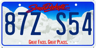 SD license plate 87ZS54