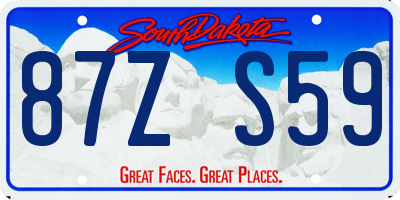 SD license plate 87ZS59