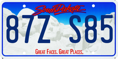 SD license plate 87ZS85