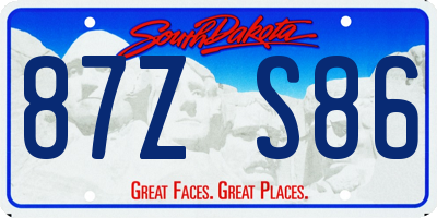 SD license plate 87ZS86