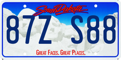 SD license plate 87ZS88