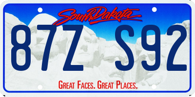 SD license plate 87ZS92