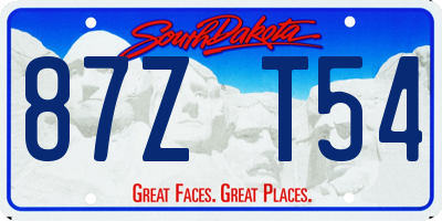 SD license plate 87ZT54