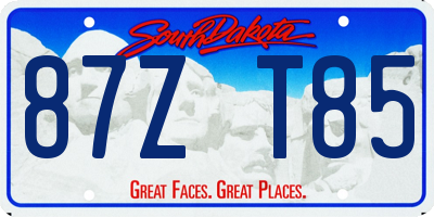 SD license plate 87ZT85