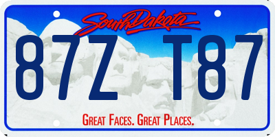 SD license plate 87ZT87
