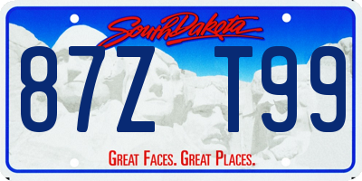 SD license plate 87ZT99