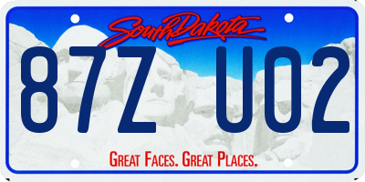 SD license plate 87ZU02