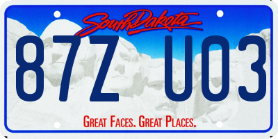 SD license plate 87ZU03