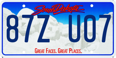 SD license plate 87ZU07