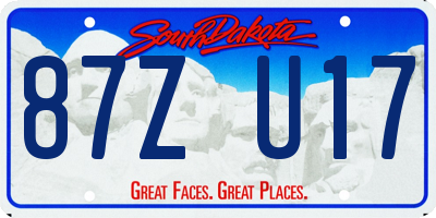 SD license plate 87ZU17