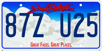 SD license plate 87ZU25