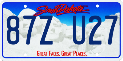 SD license plate 87ZU27