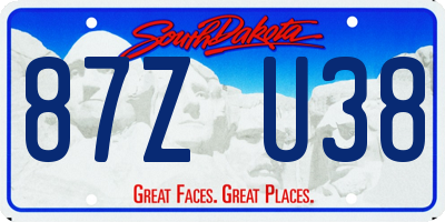 SD license plate 87ZU38
