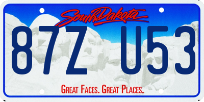 SD license plate 87ZU53