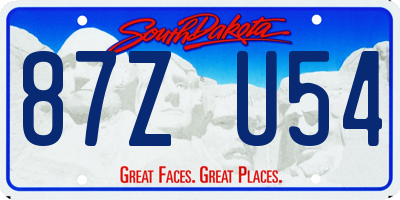 SD license plate 87ZU54