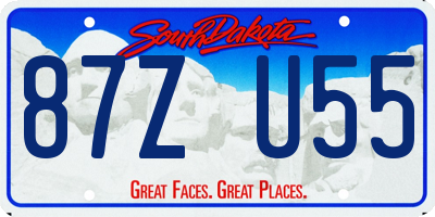 SD license plate 87ZU55