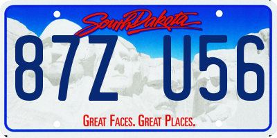 SD license plate 87ZU56