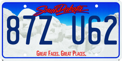 SD license plate 87ZU62