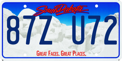 SD license plate 87ZU72