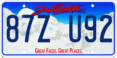 SD license plate 87ZU92
