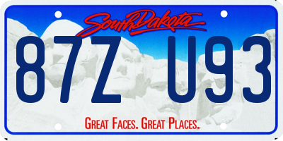 SD license plate 87ZU93