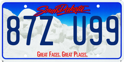 SD license plate 87ZU99