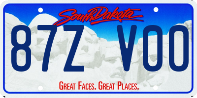 SD license plate 87ZV00