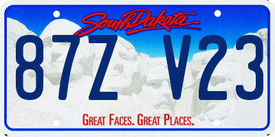 SD license plate 87ZV23