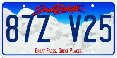 SD license plate 87ZV25