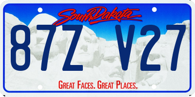SD license plate 87ZV27