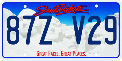 SD license plate 87ZV29