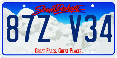 SD license plate 87ZV34