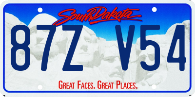 SD license plate 87ZV54
