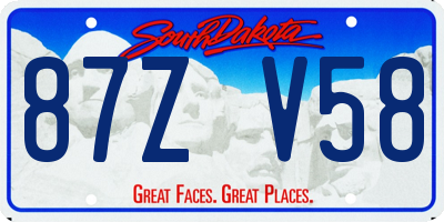 SD license plate 87ZV58
