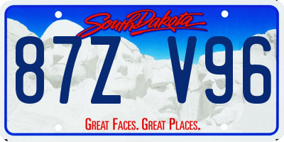 SD license plate 87ZV96