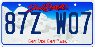 SD license plate 87ZW07