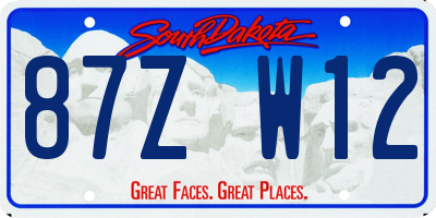 SD license plate 87ZW12