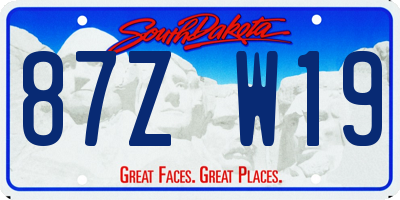 SD license plate 87ZW19
