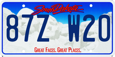 SD license plate 87ZW20