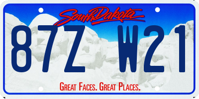 SD license plate 87ZW21