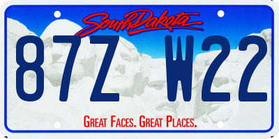 SD license plate 87ZW22