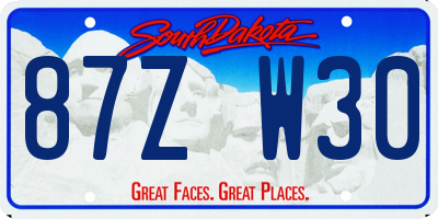 SD license plate 87ZW30