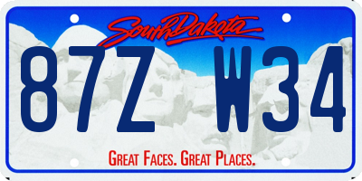 SD license plate 87ZW34