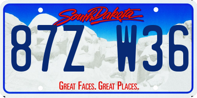 SD license plate 87ZW36