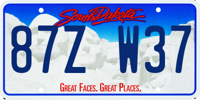 SD license plate 87ZW37