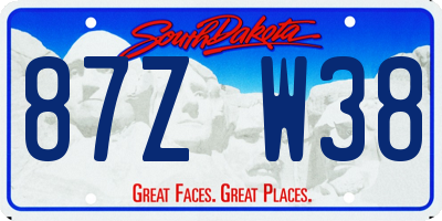 SD license plate 87ZW38