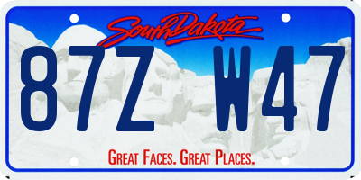 SD license plate 87ZW47