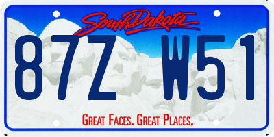 SD license plate 87ZW51