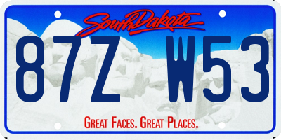 SD license plate 87ZW53