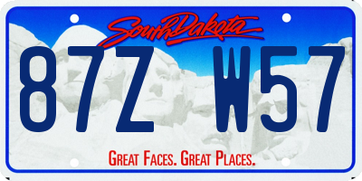 SD license plate 87ZW57